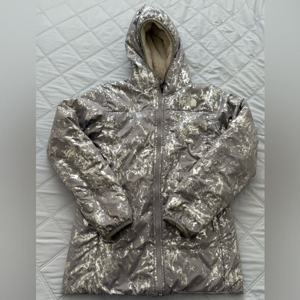 The North Face Kids Reversible Metallic‎ Gray Puffer Jacket